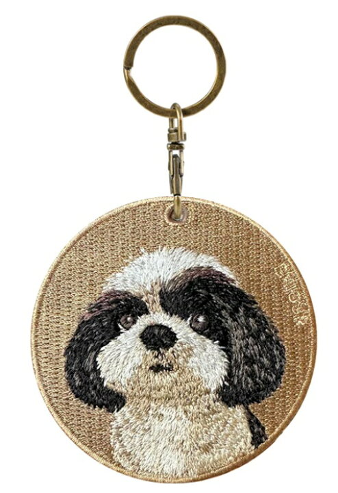 楽天市場】ドッグ両面刺繍キーホルダーシーズーBK シルク刺繍 超 