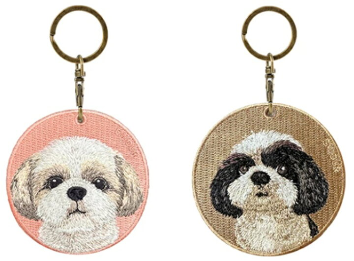 楽天市場】クーポン配布中！シルク両面刺繍 犬キーホルダー シーズー 