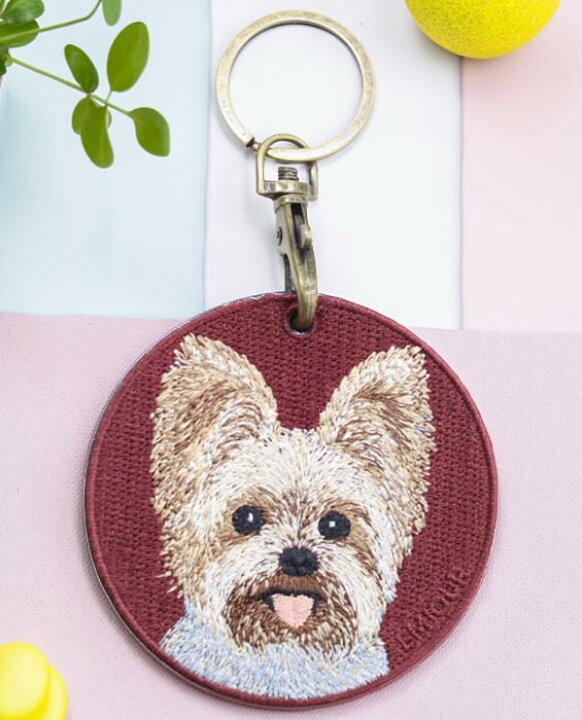 楽天市場】ヨークシャーテリアキーホルダー シルク両面刺繍 犬 