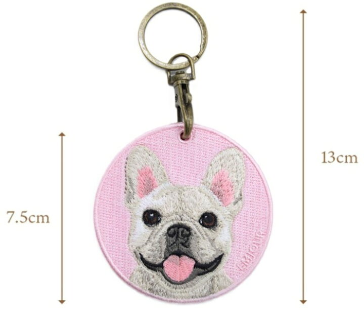 楽天市場】フレンチブルキーホルダー シルク両面刺繍 犬キーホルダー 