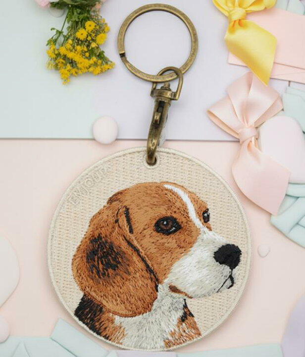 楽天市場】ビーグル キーホルダー シルク両面刺繍 犬キーホルダー 