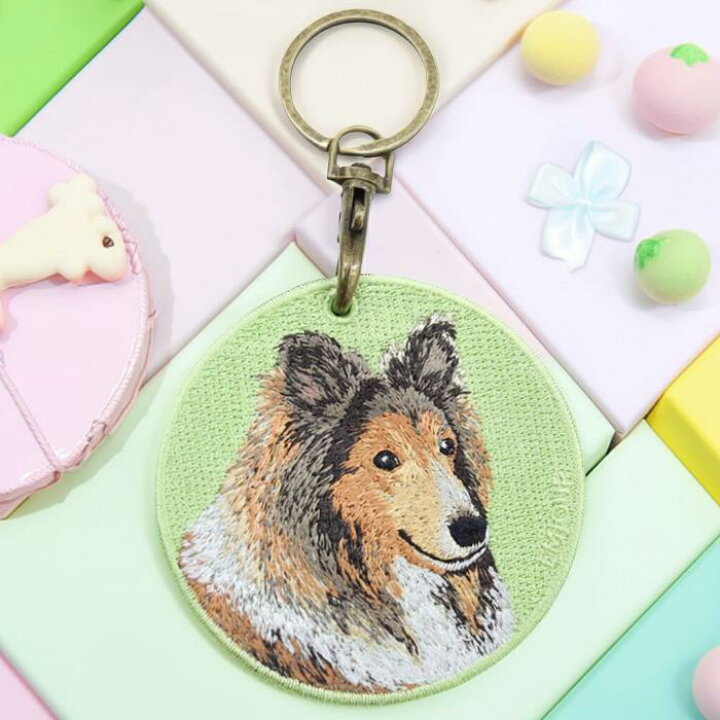楽天市場】シェルティ キーホルダー シルク両面刺繍 犬キーホルダー 