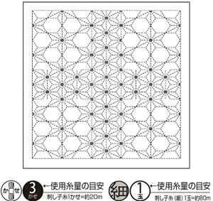 オリムパス刺し子花ふきん 伝統柄 模様刺し 手芸 ふきん 模様 綿布 初級者 手作り ハンドメイド