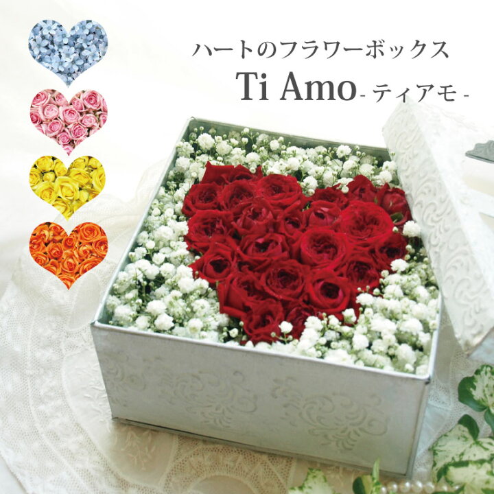 楽天市場 7日前予約 結婚記念日 プレゼント 妻 結婚祝い 花 ハート ボックスフラワー 生花 Tiamo 退職祝い 女性 フラワーアレンジメント 誕生日 サプライズ 誕生日プレゼント 女友達 ギフト 30代 母親 義母 50代 60代 プロポーズ かすみ草 花束 カスミソウ