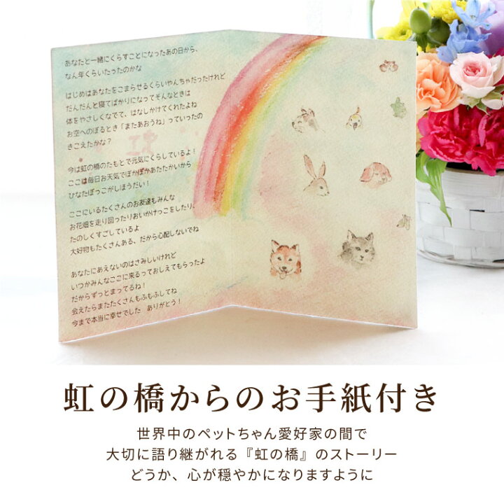 楽天市場 あす楽16時まで ペット お供え 花 アレンジメント 花束 虹の橋 エールフラワー お供え花 アレンジ そのまま飾れる ボックスフラワー 犬 お悔やみ 贈り物 命日 生花 仏花 仏壇 仏壇用 ペット供養 ギフト 49日 四十九日 法事 法要 一周忌 お供え物 お