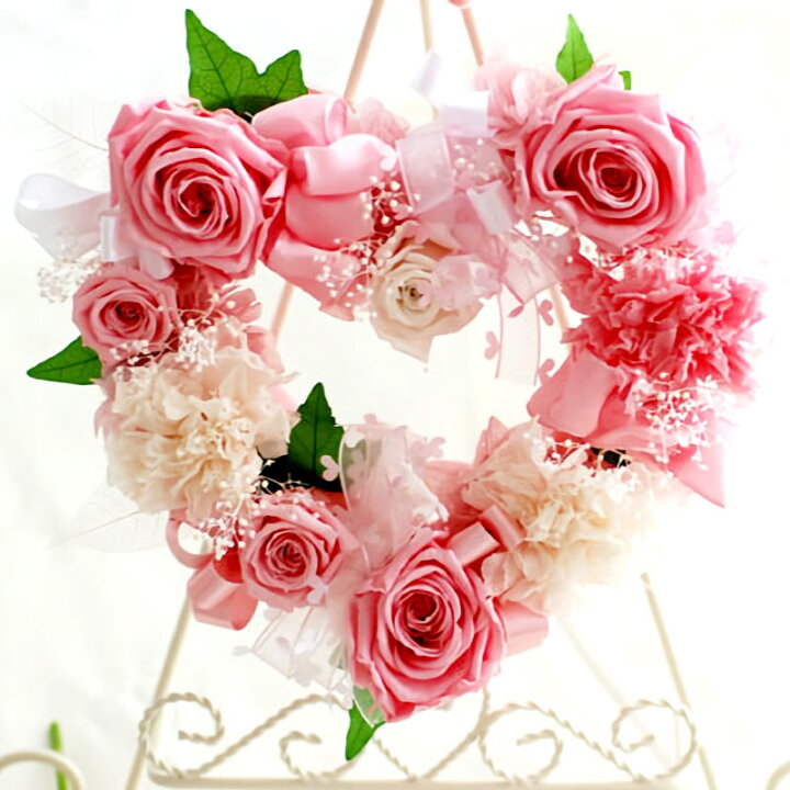 楽天市場 7日前予約品 電報 結婚式 花 プリザーブドフラワー リース ピンクハート 祝電 結婚祝い プレゼント 友達 女 フラワーギフト 薔薇 バラ 枯れない花 誕生日プレゼント 女性 彼女 女友達 代 30代 プロポーズ 結婚記念日 妻 カップル 記念日 記念日ギフト