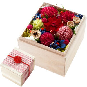 還暦祝い プリザーブドフラワー 花 プレゼント ボックス ギフト 米寿 お祝い 『花たまて箱』 女性 おしゃれ 赤 古希 喜寿 傘寿 祝い 和風 退職祝い 誕生日プレゼント 母親 義母 妻 50代 祖母