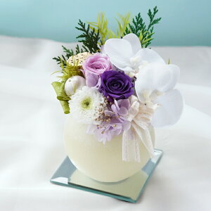 お彼岸 花 枯れない お供え花 おしゃれ LEDろうそく 仏壇 『やさしく灯る お供え ミラー付 LED キャンドル 』 お供え物 プリザーブドフラワー 仏花 ミニ 胡蝶蘭 電報 弔電 四十九日法要 仏壇用