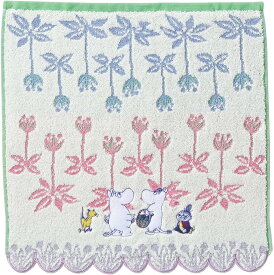 メール便で送料無料 丸眞 ハンドタオル 34×36cm ブルーミングメイズMoomin リトルミイ 綿100% アップリケ刺繍 ムーミン