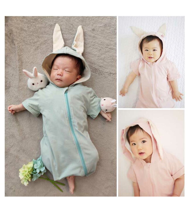 楽天市場 ロンパース うさぎ 女の子 男の子 赤ちゃん 着ぐるみ おしゃれ 秋冬 前開き ベビー服 カバーオール 綿 コットン 可愛い 出産祝い プレゼントうさみみ 長袖 Marineblue