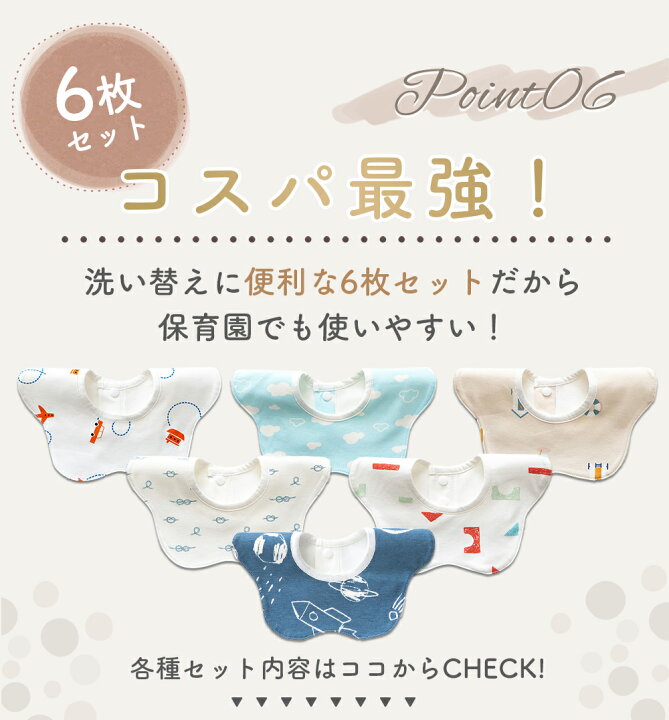 楽天市場】スタイ 防水 男の子 女の子 360 おしゃれ marineblue 6枚 