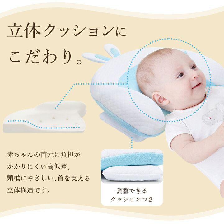 3D型 ベビー　枕　ブルー　絶壁　防止　矯正　ピロー　赤ちゃん　頭　A