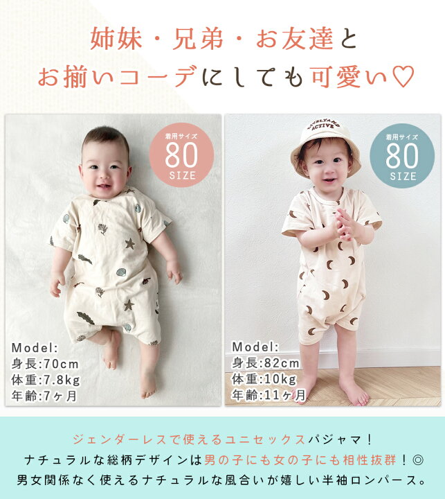 楽天市場】ロンパース 半袖 ベビー ベビー服 66 73 80 90 赤ちゃん 