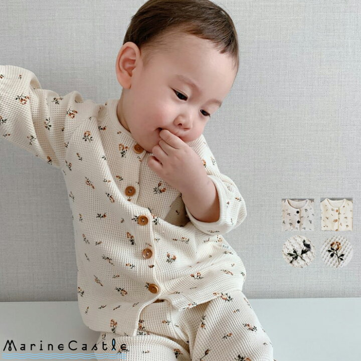 楽天市場 10日p5倍 スーパーsale商品 韓国 ベビー服 花柄ワッフル7分丈上下セット ナチュラル 韓国 ベビー服 男の子 韓国子供服 韓国 ファッション ベビー服 女の子 ロンパース ルームウエア 春 キッズ 部屋着 寝間着 パンツセット Pants 80cm 90cm 100cm 110cm