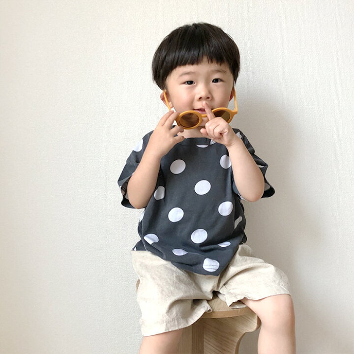 楽天市場 5日p5倍 韓国子供服 ドット総柄ピグメント半袖tシャツ 韓国 ベビー服 ナチュラル 韓国 子供服 キッズファッション ベビーファッション 夏 綿 水玉 ティーシャツ 男の子 女の子 カットソー 80cm 90cm 100cm 110cm 1cm マリンキャッスル 湘南の韓国子供服