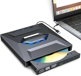 CD/DVDドライブ 外付け USB3.0&Type-cポート両用 内蔵ケーブル CD DVD 読み込み 書き込み 録画込み対応 DVDレコ DVD-Rプレイヤー 薄型 静音 超高速 エラー校正 ポータブルドライブ Windows 11/10/8/7・Mac Pro/Air・MacBook・Linuxなどに対応