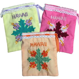 【20日はP最大21倍!クーポン有】再入荷 サシェバック ハイビスカス柄 ハワイアンキルト Hawaiian Quilt 小物入れ 巾着袋 ポーチ ピンク イエロー オレンジ ハイビスカス 花柄 ギフト プレゼント フラ パウ プチキフト ホワイトデー アロハ 母の日 お礼 お返し 匂い袋