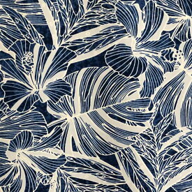 【15日 全商品 ポイント 2倍】 ハワイアン生地 ハイビスカス モンステラ ラウアエ ブルー コットン100％ 綿 布 パウスカート生地 カーテン生地 ベットカバー生地 花 植物 幻想的 おしゃれ 裁縫 ハンドメイド おすすめ