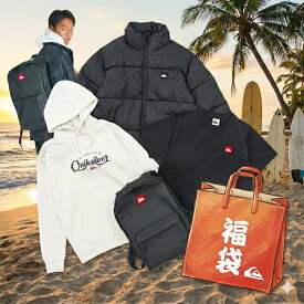 【平日13時までの注文当日発送】 福袋 2026 メンズ クイックシルバー メンズ ウェア QUIKSILVER HAPPY BAG 4点セット 中綿 ジャケット スウェット パーカー バッグ 半袖 Tシャツ アウター トップス リュック デイバッグ ハッピーバッグ