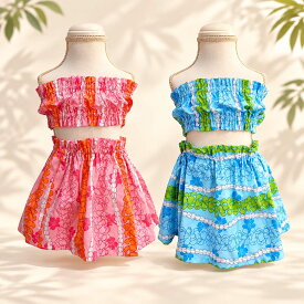 【18日 全商品 ポイント 2倍】 ベビー服 子供服 ハワイアン ツーピース ワンピース パウスカート ピンク ブルー 2カラー ハワイアン プレゼント ハワイアンドレス 0歳 1歳 女の子用 子供の日 ギフト プレゼントお祝い お誕生日 お揃い ドレス ガールズ