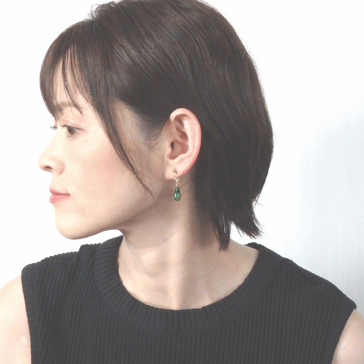 ダイスマリボン　風　ピアス フープミクスチャダイヤモンドイヤリングS - PRMAL (プライマル