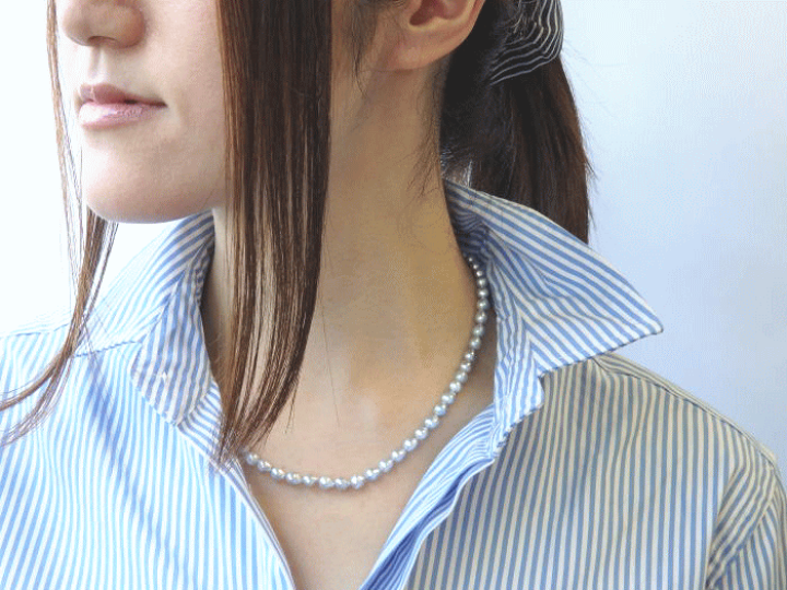 楽天市場】ナチュラルブルーバロックパールネックレス5.5mm ...