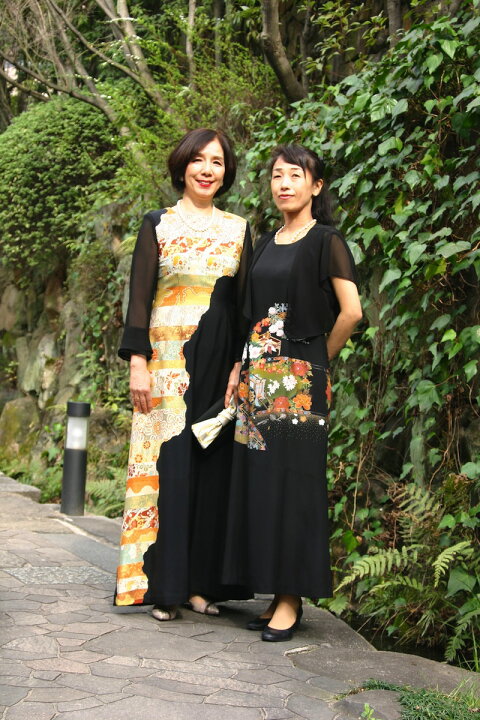 着物リメイクワンピース留袖ドレス黒留袖鳳凰結婚式披露宴卒業式食事会
