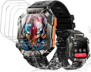 【送料無料】KYK SHOW【2023新登場 軍用規格 2インチ大画面】Wishoney スマートウォッチ2インチ保護フィルム高透過率 24時間内気泡自動消え TPU製 スマートウォッチ 保護フィルム【4枚セット】