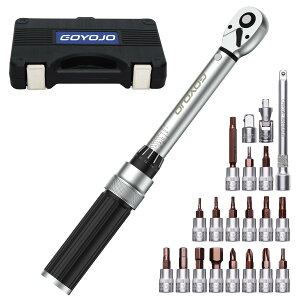 【送料無料】GOYOJO トルクレンチ プレセット型 21点セット 差込角(1/4インチ) 2-24N.m 両回転対応 トルク精度 ±3% 自動車用、自電車、オートバイ、機械の整備 作業工具 ( 2-24N.m 21点セット )