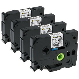【送料無料】ピータッチ テープ 3.5mm 白 黒字 TZe-N201 と互換 ブラザー工業 TZeテープ ノンラミネートテープ 4個セット ブラザー P-Touch PT-P300BT PT-P710BT PT-190 テープ Tepuya