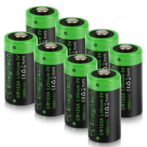 yzEnegitech CR123A `E dr 123A 3V obe[ 1600mAh LIbN J rfI dp [d (CR123A 8)