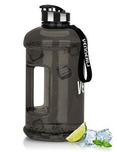 【送料無料】VENNERLI ハーフガロン 水筒 2.2L ラージ スポーツ用 ウォーターボトル ハンドル付き 74オンス ビスフェノール-A不使用 繰り返し利用可能 プラスチック製 水差し 漏れ防止 水分補給