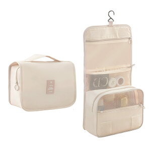 【送料無料】ALLMIRA トラベルポーチ 吊り下げ ポーチ 旅行用 洗面用具 トイレタリーバッグ 大容量 防水 フック付き 旅行 バッグ トラベル おしゃれ (ホワイト)