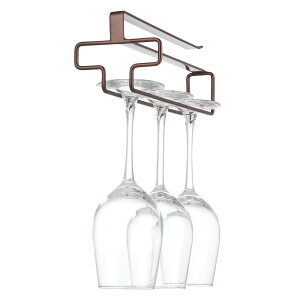【送料無料】FOMANSH ワイングラスホルダー 吊り下げ 穴あけ不要 収納可能 ネジ止め不要 棚厚さ調節可能 キッチン 茶色
