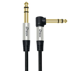 【送料無料】DTECH 6.35mm オーディオケーブル L字 ギターケーブル オス-オス ナイロン 6.35mm ジャック ステレオ 6.35mm 変換 ケーブル 1/4 TRS バランス ケーブル 楽器用ケーブル ギター ベース ミキ