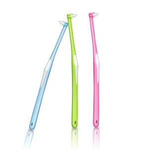 【送料無料】ワンタフトブラシ やわらかめ 部分磨き 超極細い 歯ブラシ 奥歯用 矯正用 歯間ブラシ 入りやすい ブラシ 小さいヘッド 奥歯ブラシ 歯間清掃 個包装 3本入 (ブルー/グリーン/ピン