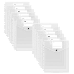 【送料無料】Toplive 12枚 クリアファイル A4 ファイルケース ボタン式 クリアホルダー ファイル ケース ファイルバッグ ドキュメントストレージ 11 穴 ページ ファイルバッグ 縦型 透明 防水 書