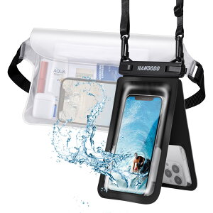 【送料無料】Handodo 2個セット 防水ケース IPX8認定 携帯用ドライバッグ ダブルパック設計 お風呂 温泉 潜水 雨 海などに 完全防水 6.7インチスマホ適用 防水ポーチ 防水ウエストポーチ添付 財