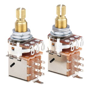 【送料無料】Musiclily Pro プッシュ-プルポットミリ規格 250KΩ Aカーブ 18mm ブラス製 エレキギター/ベース用 (2個セット)