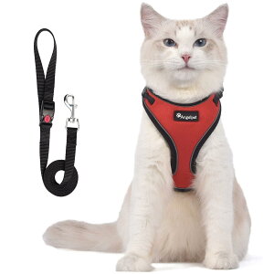 【送料無料】猫 猫用 ハーネス 胴輪 猫具 ねこ ネコ 子猫 子犬 小型犬 散歩 お出かけ 抜けない ベスト ソフト胸あて 軽量 頭を通さずマジックテープで装着 サイズ調節可 夜反射 通気メッシュ