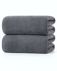 【送料無料】バスタオル マイクロファイバー 大判 【Lumimi 2枚セット グレー 70*140cm】吸水速乾 ふわふわ ホテルスタイルタオル 瞬間吸水 部屋干し お風呂上がり耐久性 バス用品