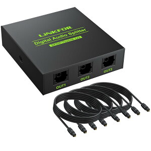 【送料無料】LiNKFOR SPDIF/TosLink 光デジタル 分配器 1入力3出力 LPCM2.0 DTS Dolby-AC3に対応 合金外殻 4PCS光ケーブル付属 PS3/XBOX/Blue-Ray/DVDプレーヤー/HDTV/STB/アンプに対応