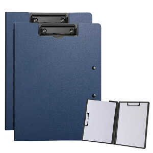 【送料無料】ALLMIRA バインダー a4 2つ折り 2個セット クリップボード 二つ折り クリップファイル 両面 ダブルクリップ 折りたたみ おしゃれ ふたつ折り (ブルー 2個入り)
