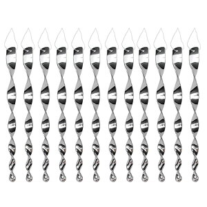 【送料無料】YFFSFDC 鳥よけ棒 12本セット 鳩よけ カラスよけ からす撃退 鳩鳥対策グッズ 駆除カラス 吊り下げ式 キラキラ 農作物被害対策 果樹園 庭用 ガーデン用品 (シルバー)