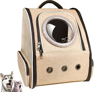 【送料無料】Okiki 最新型 猫 犬 キャリー リュック ペットキャリー リュック バッグ 猫用 小型犬・小動物用 きゃりーバッグ 大容量 宇宙船 折り畳み 2種類の窓付き 通気性 旅行 通院 防災 避
