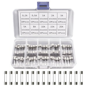 yzFUSHUI KXǃq[Y dݗpq[Y ǃq[YZbg 100Zbg 5*20mm NCbNu[KXǃq[Y zی 0.2/0.5/1/2/3/5/8/10/15/20A e10{