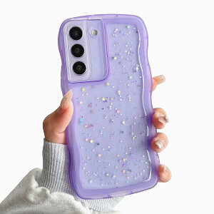 【送料無料】QLTYPRI Galaxy S21 ケース クリア TPU カバー ウェーブ おしゃれ 韓国 可愛い ウェーブ グリッター 透明 薄型 軽量 耐衝撃 滑り止め (SC-51B / SCG09) スマホケース ワイヤレス充電対応 ス