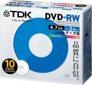 【送料無料】TDK データ用DVD-RW 1-2倍速 インクジェットプリンタ対応(ホワイト) 10枚パック DRW47PA10S