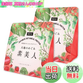 【送料無料】オーガライフ 純国産 プロテイン 大地のめぐみ素美人 91種国産野菜配合 女性 ダイエット 無添加 サイズ：まるごといちご味 2袋セット