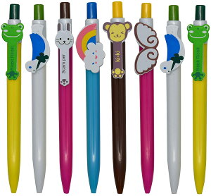 【送料無料】Maydahui かわいい 動物 ノック式 ボールペン 12本セット 0.5mm 油性 青インク ウサギ カエル サル 鳩 翼 虹 おしゃれ 文房具 子供 学生 ギフト プレゼント